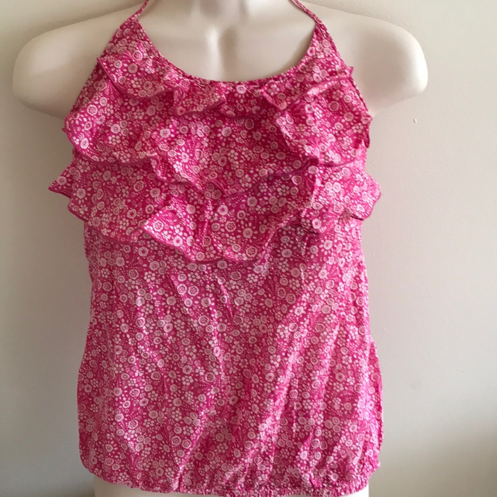 Gap halter tank top floral pink XS